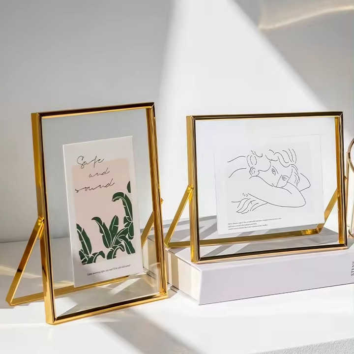 Metal photo frame customized simple suspended gold photo frame high