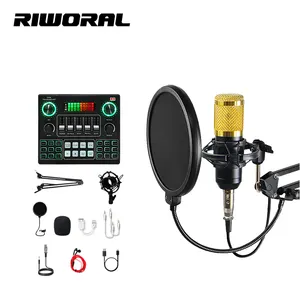 V9 SET USB condensateur Microphone ensemble complet carte son Audio Interface mélangeurs enregistrement Microphone carte son professionnelle pour Live