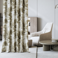 Nouveau rideau jacquard de style chinois haute précision, motif encre vintage arbres et plantes, occultant pour salon et chambre à coucher