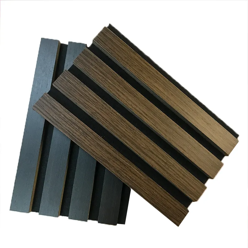 Eco-friendly 100%PET and slotted mdf wooden slat white wood slat wall acoustic panel wood wholesale