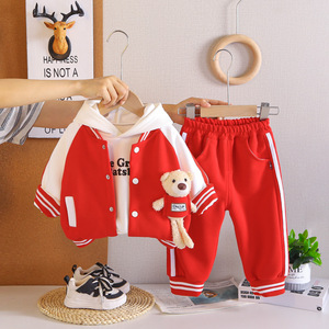 Conjunto de Primavera/Outono para Meninos 2026, Novo e Estiloso, Jaqueta de Algodão com Estampa de Desenho Animado, Conjunto de Três Peças para Bebês de 0-<span class=keywords><strong>1</strong></span>-3-4 Anos - Product Image 2