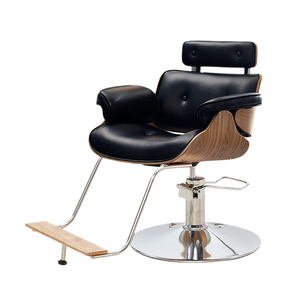 Fauteuil de Barbier Hydraulique à Cadre Marron et Revêtement en Similicuir Noir, Prix de Gros Usine, pour Coiffure - Product Image 2