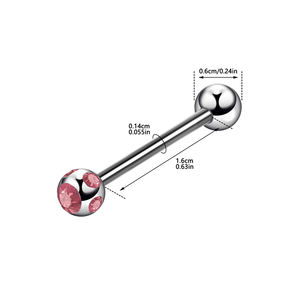 Prix de gros 14G Cristal Barre Droite Mignon Style Boule Langue Anneaux et Mamelon Piercing Barbell Bijoux pour Femmes et Hommes - Product Image 3