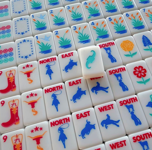 En stock : Tuiles de Mahjong Thème Texas, Luxe, 160 tuiles en acrylique, simple couche, pour soirées de jeu et divertissement - Product Image 5