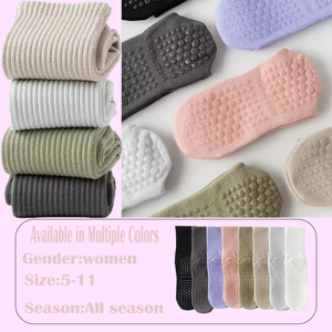 उच्च गुणवत्ता वाले इलास्टिसिटी रेलेडी क्रू योग मोजे कपास लुभावनी नरम गैर-पर्ची बैलेट मोजे ग्रिप के साथ मोजे - Product Image 5