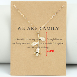 Rose Flower Necklace for Women We Are Family <strong>Beauty</strong> <strong>Beast</strong> Pendant Necklaces Charm Boho <strong>Jewelry</strong> Valentine's Day Gift - Product Image 1