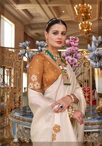 Tusser pur avec un travail touché à la main et un fabricant de chemisiers de designer à contraste incroyable par Royal Export à Surat - Product Image 6