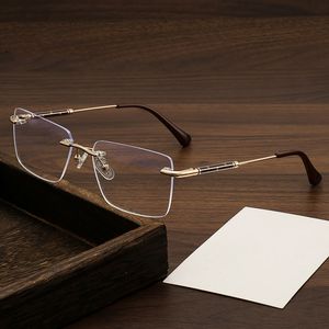 Gafas de lujo para hombre, bloqueador de luz azul, metal dorado marrón, pequeño rectángulo, computadora sin marco 2025 - Product Image 1