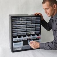 Cajones de Almacenamiento de Plástico Organizador de 42 Compartimentos para Escritorio o Montaje en Pared Contenedor para Ferretería, Piezas, Manualidades, Cuentas o Herramientas