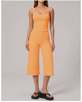 Ensemble de yoga 2 pièces respirant et à séchage rapide pour femme : débardeur de sport rembourré dos nageur et pantalon de jogging taille haute court à jambes larges