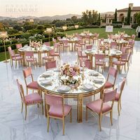 Table Ronde Élégante en Acier Inoxydable Finition Or avec Plateau Miroir pour Hôtels, Mariages, Événements – Vente en Gros
