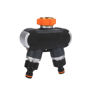 Distributeur d'eau à double robinet en laiton avec raccord fileté 16 mm, connecteur de tuyau d'arrosage avec embout pour usage extérieur - Product Image 2