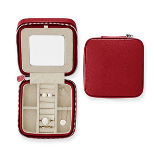 Genuine leather jewelry organizer case box custom logo travel jewelry case