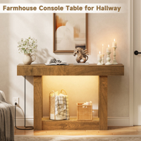 Table console contemporaine en bois d'ingénierie de 63 pouces, table étroite à 2 niveaux pour canapé, chambre et salon