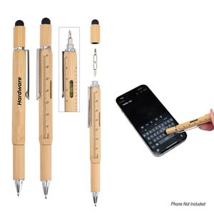 Hot Wholesales Promotional Eco 5In1 Multi-Function Bamboo <b>Tool</b> Laser <b>Engraving</b> Logo Wooden Pen - Product Image 2