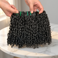 Extensiones de Cabello Humano Virgen Natural, Grado 12A, Súper Doblemente Tramado, Corte Pixie Rizado, Cutícula Alineada, para Mujeres Negras