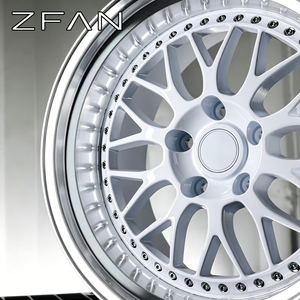 Jantes en alliage forgé ZFAN 18-26 pouces 5x114.3 ET25 2 pièces en aluminium 6061-T6 à bordure étagée blanc brillant pour Mercedes RR Audi - Product Image 1