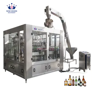 Línea completa de producción de embotellado de bebidas y licores Máquina taponadora de llenado de botellas de vidrio y cerveza