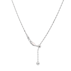Minimalist Adjustable Textured Cylindrical White Pt950 Fine Beaded <b>Chain</b> Necklace Unisex Platinum Jewelry Gift 4.9g Everyday - Product Image 1