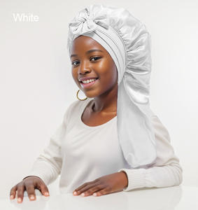 หมวกไหมพรมสำหรับเด็กผ้าซาตินผูกเป็นผ้าซาตินถักเปียแบบยาว - Product Image 6