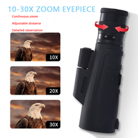 Monocular con Zoom 10-30x de Alta Definición, Gran Aumento, Impermeable, Enfoque Fijo, Prisma Bak-4, Revestimiento FMC, para Exteriores, Directo de Fábrica