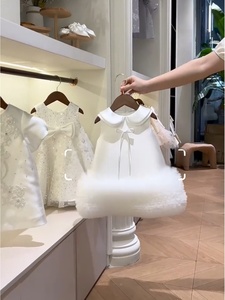 Vestito da <span class=keywords><strong>bambina</strong></span> stampato stile principessa, abito a strati in pile felpato in fibra di poliestere, ideale per il primo compleanno - Product Image 3