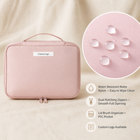 Bolsa de Cosméticos Tejida Verde Menta OEM, Bolsa de Aseo Portátil para Mujer, de Gran Capacidad, Organizador de Viaje Compacto de Nailon y Poliéster
