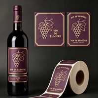 Etiquetas de Vino Resistentes al Agua y al Aceite, con Textura en Relieve, de Grado Alimenticio, Etiquetas Adhesivas de Marca Privada para Embalaje de Botellas de Vino