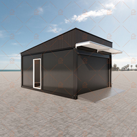 Garage de maison de conteneur plat préfabriqué portable 4.5*5.95m conception d'usine avec toit en pente en panneau sandwich et acier