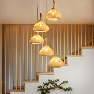 Bamboo Woven Pendant <b>Light</b> Oval E27 Led Single Head For Bedroom <b>Dining</b> Room Home - Product Image 4