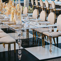Royal Decor Design Klarer Kristall Rechteckiger Moderner Esstisch Gehärtete Glasplatte Acrylbeine für Hochzeiten Wohnmöbel
