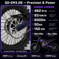 Moto tout-terrain électrique 2026 avec moteur central 72V 3000W, vitesse maximale de 85 km/h, en alliage d'aluminium, 3 vitesses, batterie au lithium