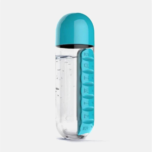 Wholesale 1PC 600ml Sports <b>Plastic</b> Water Bottle Combine Daily Pill Boxes Capsule <b>Cup</b> Medicine Organizer <b>Drinking</b> Bottles - Product Image 4