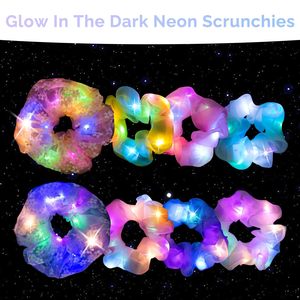 Venta caliente 3 modos LED luz luminosa satén elástico pelo Scrunchies brillo oscuro Nylon accesorios para el cabello para Halloween seguro - Product Image 3