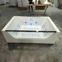 Baignoire autoportante moderne en acrylique avec cascade, massage de luxe, pour hôtel, bain chaud intérieur, hydrothérapie incluse 22