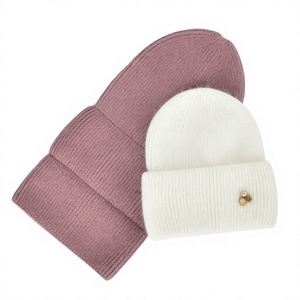 New Style Winter Knitted Cuff <b>Beanie</b> Fashion Custom Wool Blend <b>Beanie</b> <b>Hat</b> Leather Patch Label Custom <b>Hat</b> <b>Beanie</b> - Product Image 2