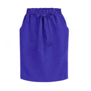 Verano otoño elegante Midi faldas de oficina lápiz falda de algodón elástico de la cintura de la cadera paquete falda de arco