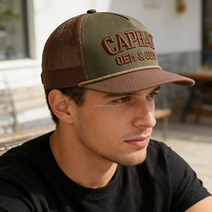 Casquettes de baseball et de camionneur unisexes bicolores imperméables à 5 panneaux avec logo brodé 3D en maille <span class=keywords><strong>camouflage</strong></span> pour la chasse et le sport, personnalisables avec corde, vente en gros - Product Image 4