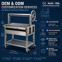 Grill à charbon en acier inoxydable robuste et moderne, personnalisable en gros, avec grille en V, dispositif de sécurité anti-flamme à levage par chaîne et allumage électronique