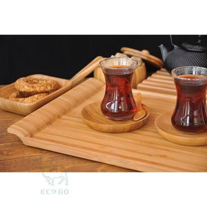 Plateau à sushi rectangulaire en bois écologique avec finition laquée pour restaurant, apéritif, plateau de fête - Product Image 3