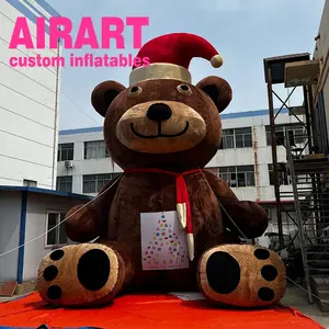 Urso de pelúcia inflável sentado, personagem de desenho animado, urso inflável portátil para show de férias de natal