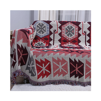 Geometrische Vintage Rot-Rosa Umweltfreundliche Ganzjahres-Leichtgewicht Afghan-Decke Jacquard-Garn Reise- und Freizeitdecke