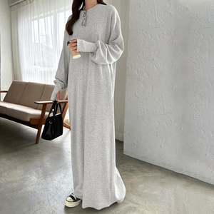 Felpa stampata autunno inverno giapponese abito semplice tinta unita di fascia alta lungo il ginocchio - Product Image 4