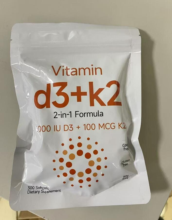 Фабрика OEM Премиум витамин иммунной поддержки 300 Softgels D3 & K2 Softgels Oil2 в 1 формуле GMO Free K2 D3