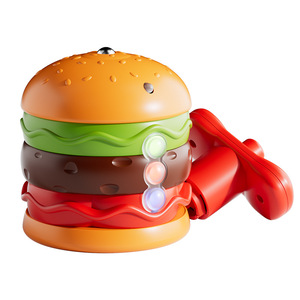MILI Juguete Giratorio Hamburgo de Lanzamiento con un Clic, Luces LED Coloridas, Música, Emisor de Luz, Giro Interactivo con Destellos - Product Image 1