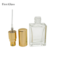 Flacon de parfum carré plat en verre de 10 ml en gros, atomiseur de parfum rechargeable avec pompe pulvérisatrice en aluminium, col fileté, échantillon cosmétique