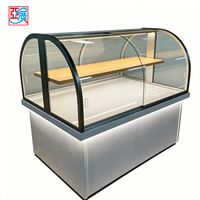 Vitrine à pâtisserie en verre incurvé sur mesure, cadre en métal noir, éclairage LED, comptoir de présentation pour boulangerie