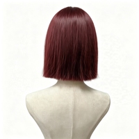 Perruque Bob rouge élégante avec frange soignée, cheveux synthétiques doux anti-emmêlement, adaptée pour un usage quotidien, les rendez-vous et les occasions festives