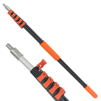 Perche de nettoyage télescopique à prise confortable avec verrous à dégagement rapide orange pour le nettoyage domestique et le lavage des panneaux solaires