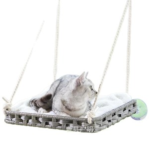 Lit pour chat en rotin fait main, rectangulaire, respirant, en fausse fourrure, hamac pour rebord de fenêtre - Product Image 5